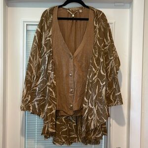 Anthropologie Knitted & Knotted Recall The Willow Cardigan Linen